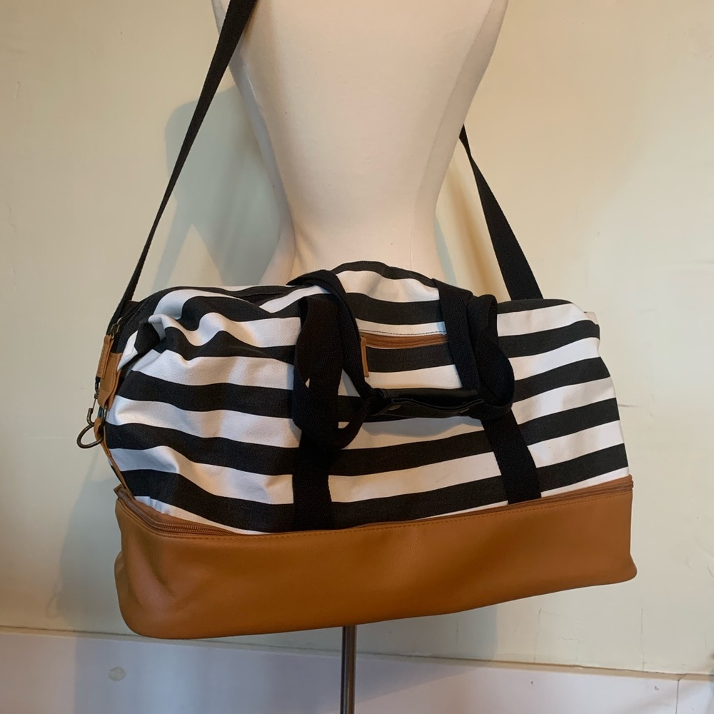 Black and white striped DSW Tote